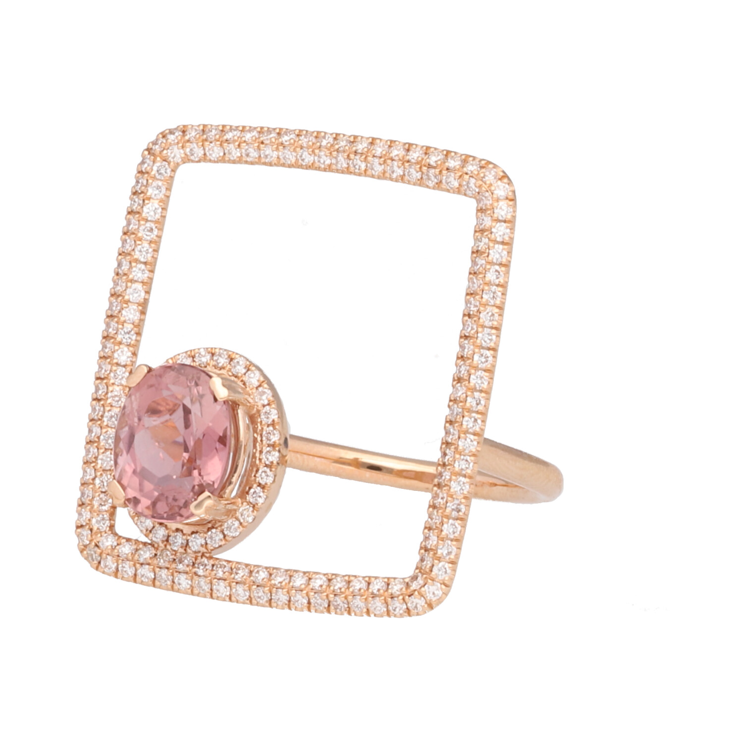 Anillo Bolonia de oro rosa con turmalina rosa