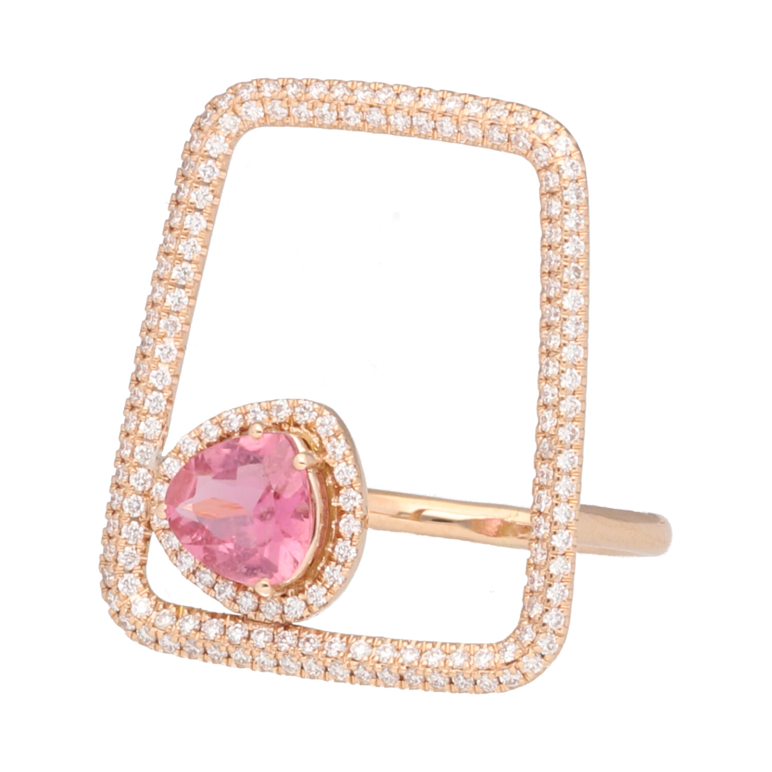 Anillo Costa Ballena de oro rosa con brillantes y turmalina rosa de Perseidas