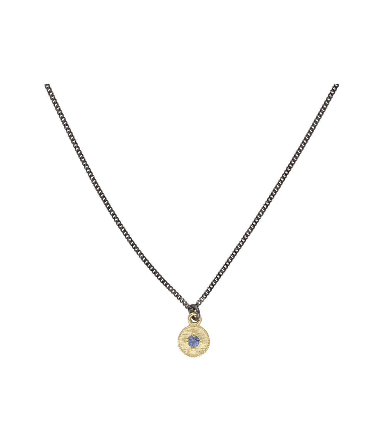 Cadena plata con colgante oro y Zafiro Elegante cadena de plata con colgante de oro y zafiro natural (0