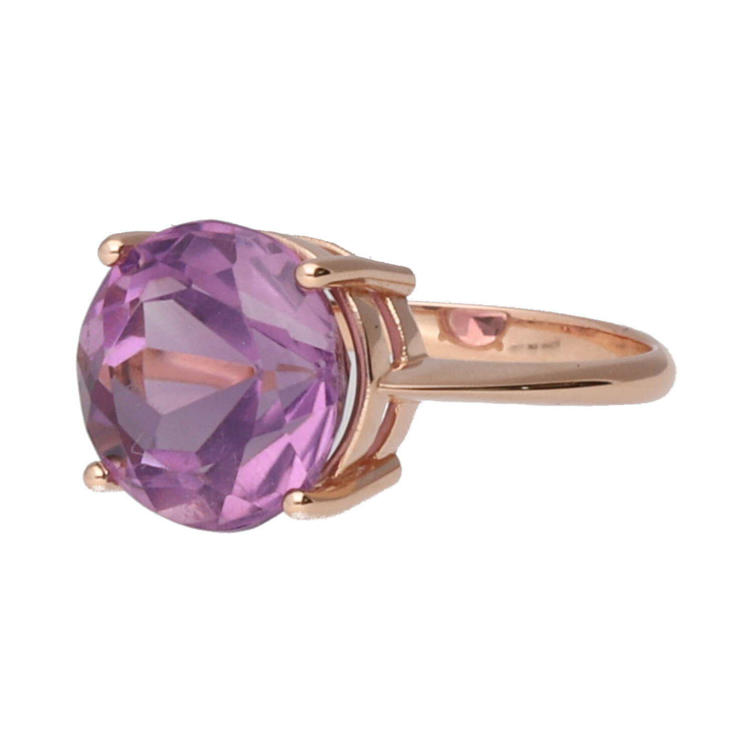 Anillo de oro rosa con diamante violeta