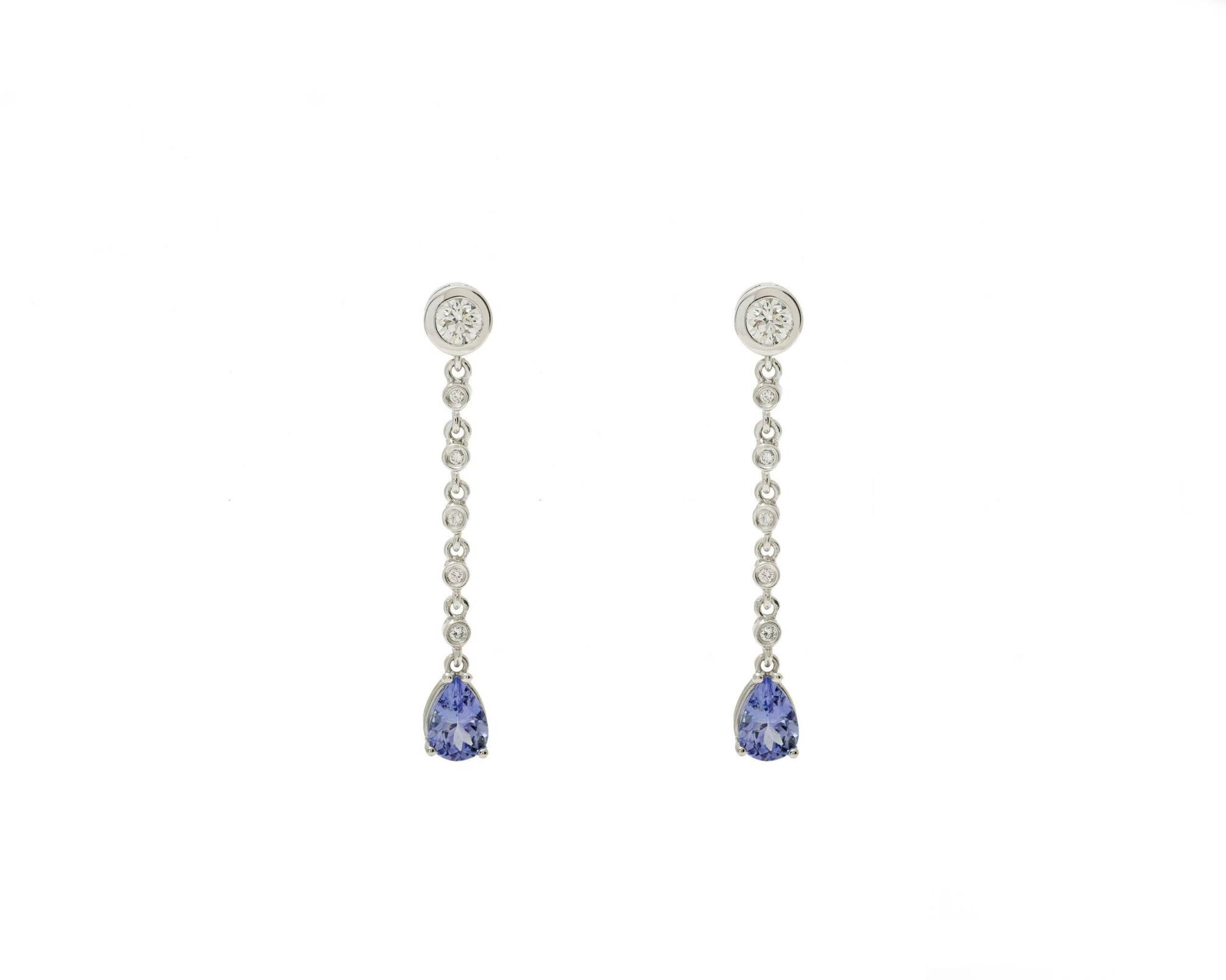 Pendientes tanzanitas y diamantes