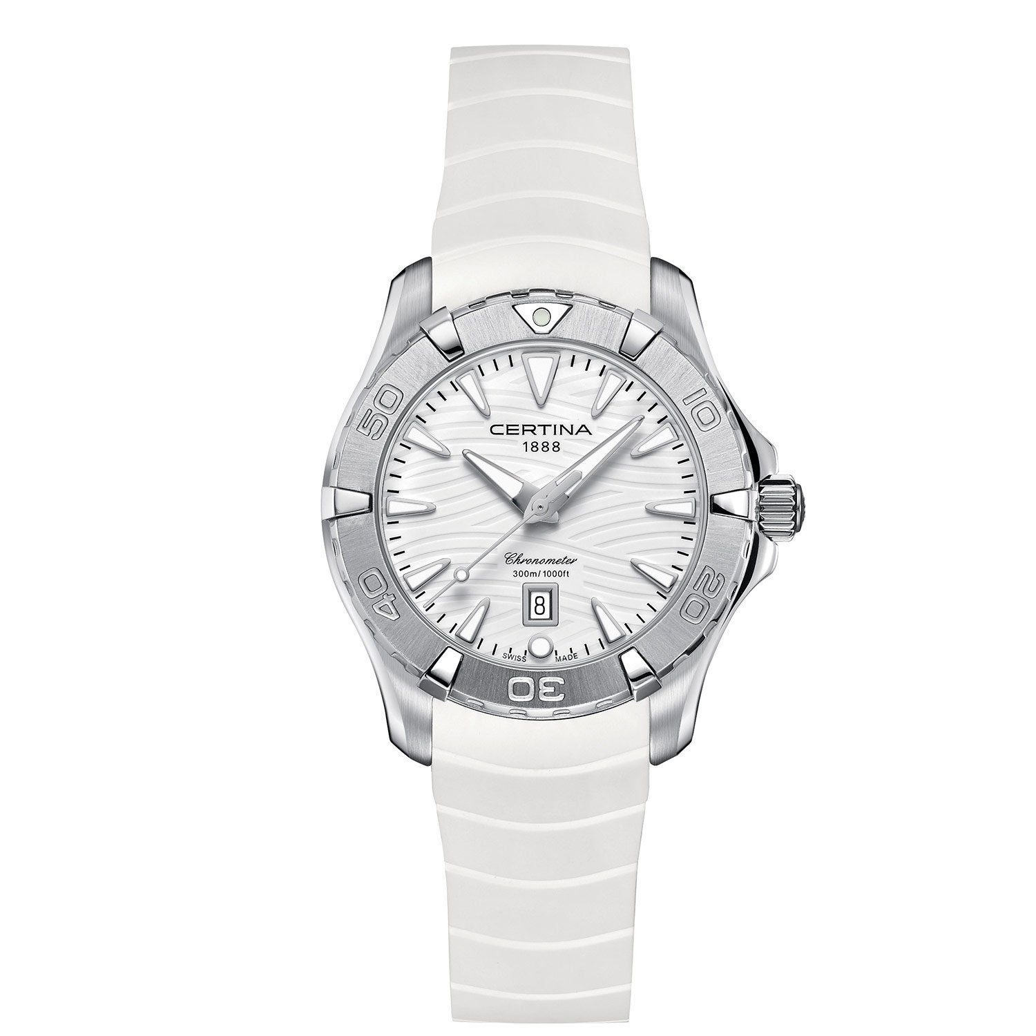 Reloj Certina DS Action en Acero y correa blanca 34mm