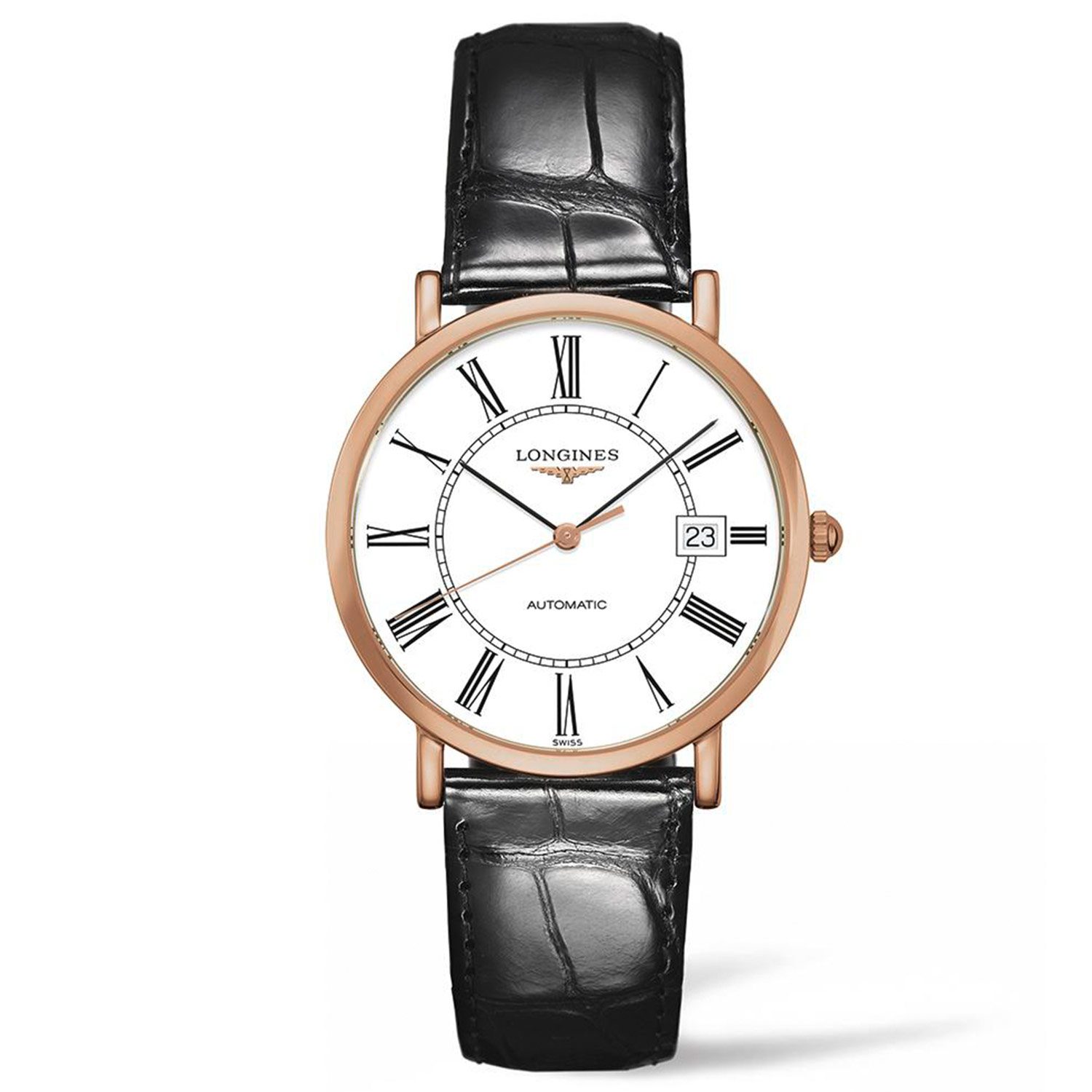 Reloj Longines Elegant Collection en oro rosa y Piel negra 37mm