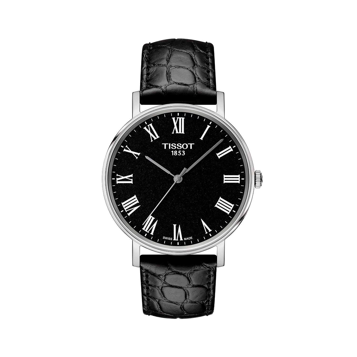 Reloj Tissot EveryTime en Acero y correa de Piel negra 38mm