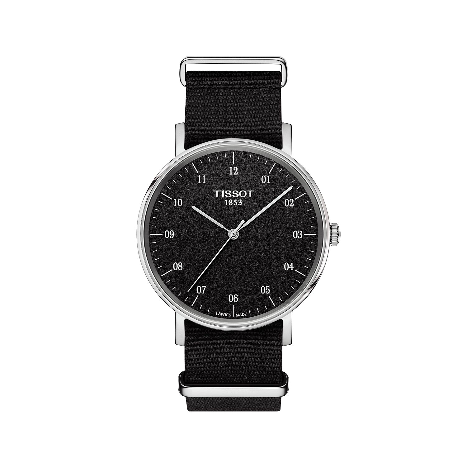 Reloj Tissot EveryTime en Acero y correa de nato negra 38mm